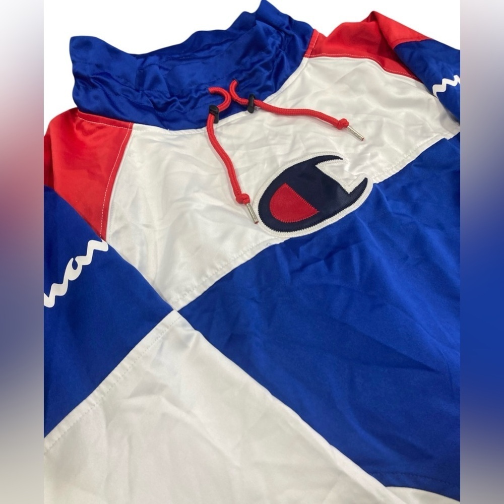 Champion Color Block Pullover Crewneck Size Medium | Rare Drawstring‎ Neck & Hem